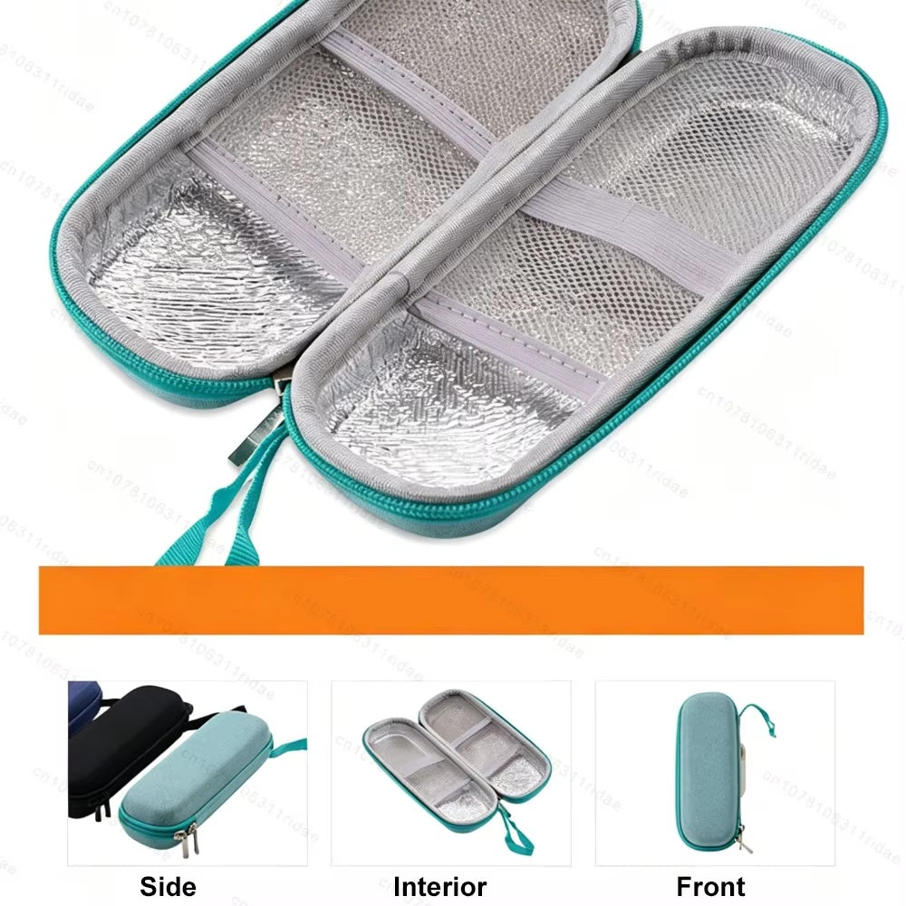 Green everyday quick pen travel case open to show the empty internal pockets and retention bands