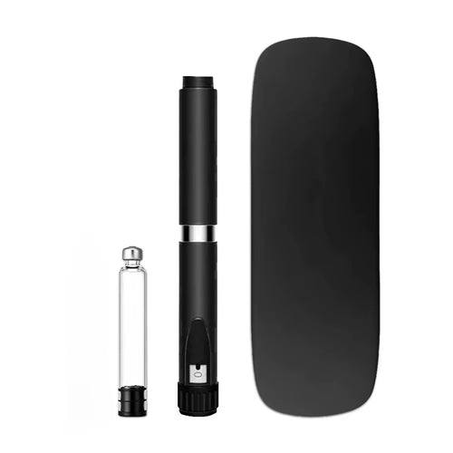 Black quick pen device with black travel case and supplier-listed cartridge