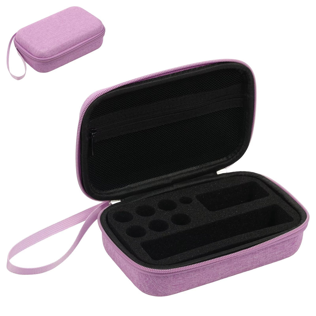 Compact hard-shell vial organiser in purple